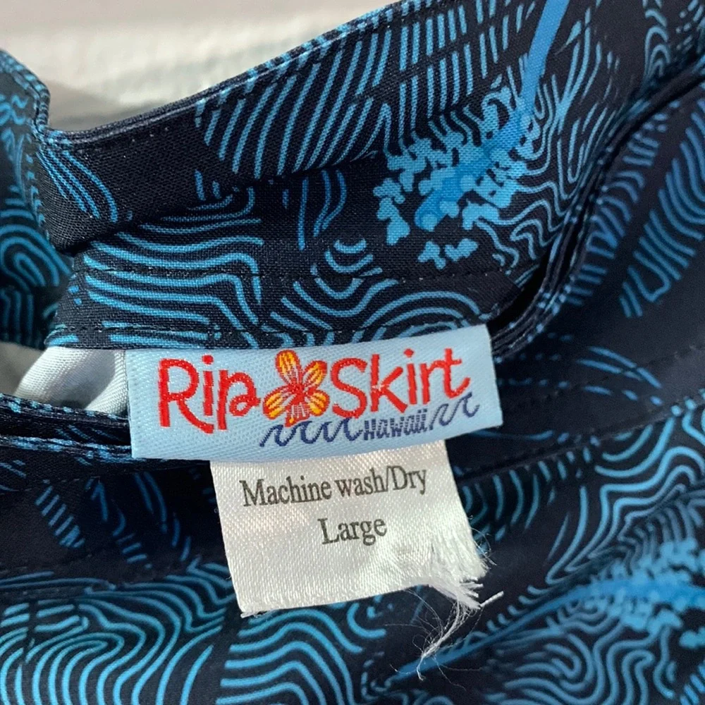 Rip Skirt Hawaii Short Wrap Mini Maui Moonlight Blue Large Floral Cruise Travel